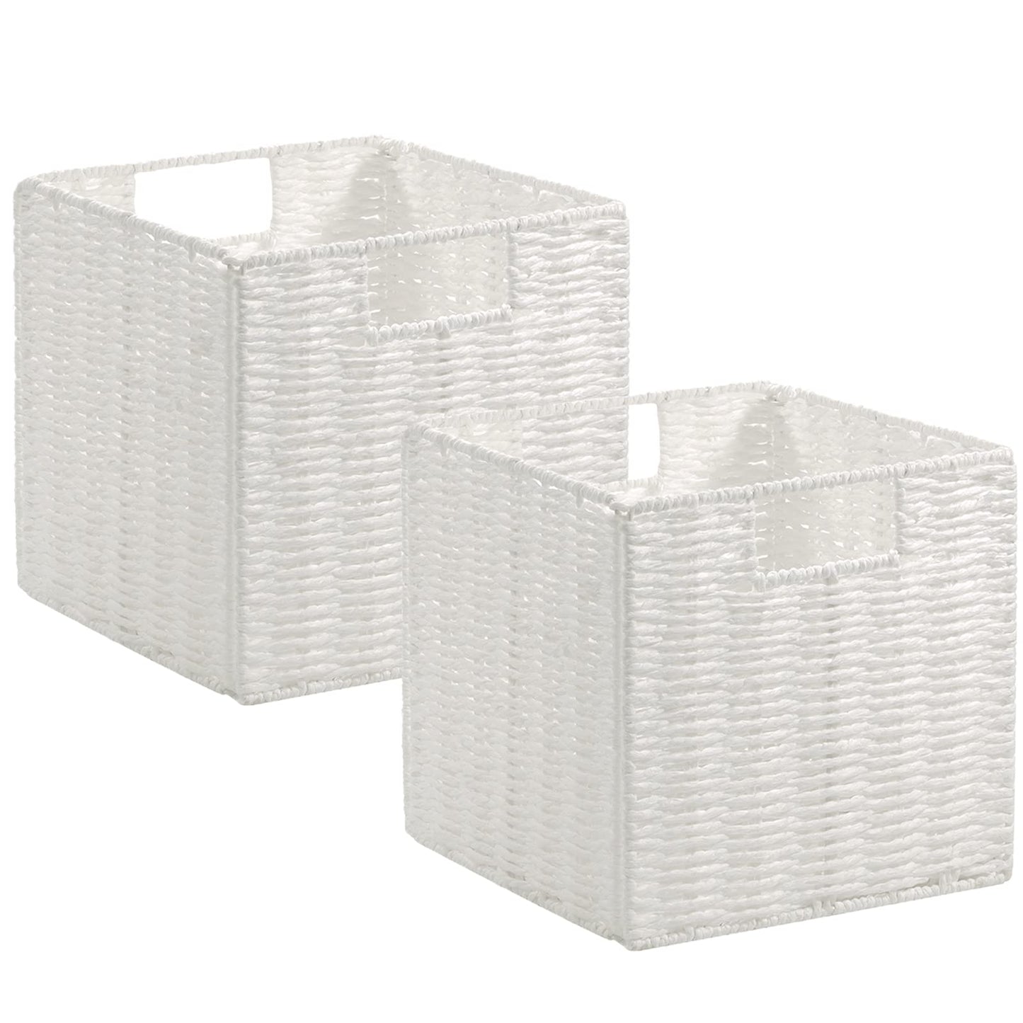 Vagusicc 2-Pack Wicker Storage Basket with Handles, Foldable Storage Organizer Bins for Shelves