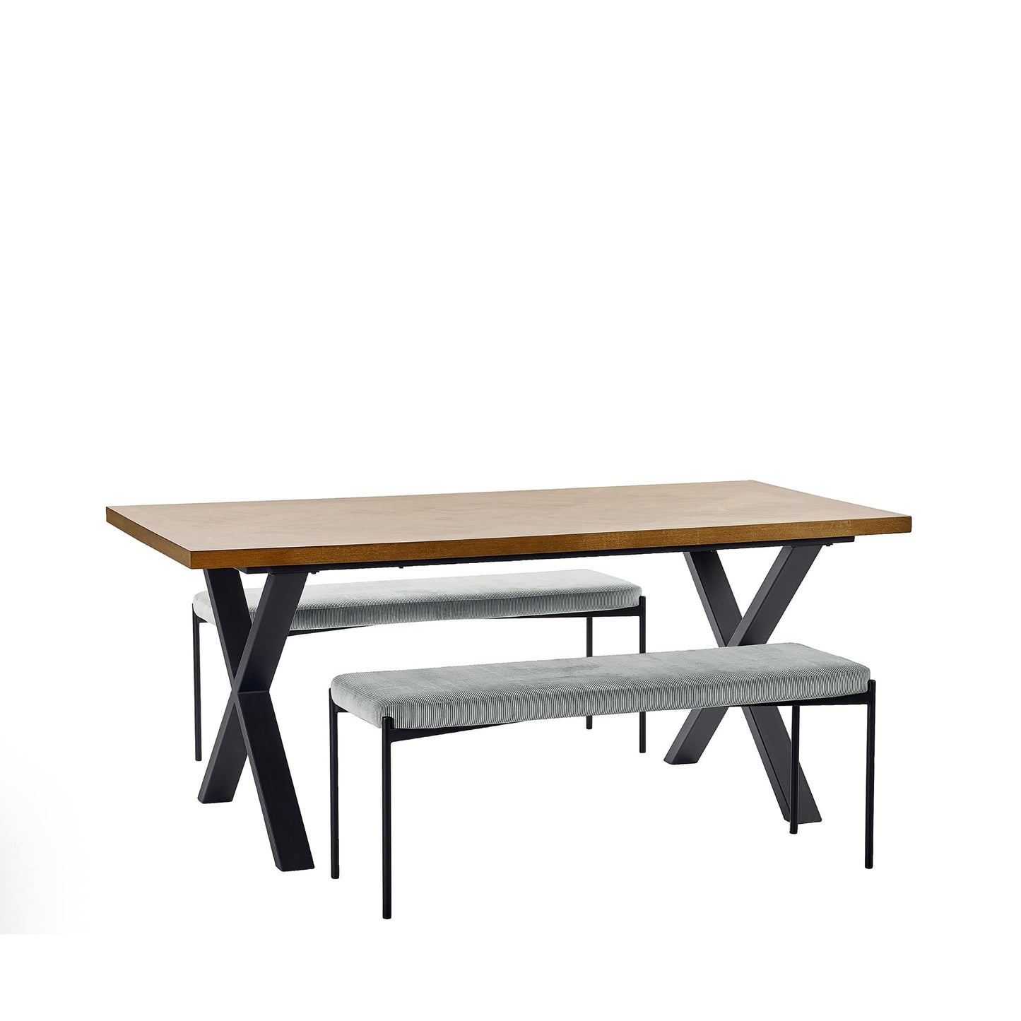 Julian Bowen Leonie Dining Bench for 2, Corduroy, Grey - H47.5 x W120cm