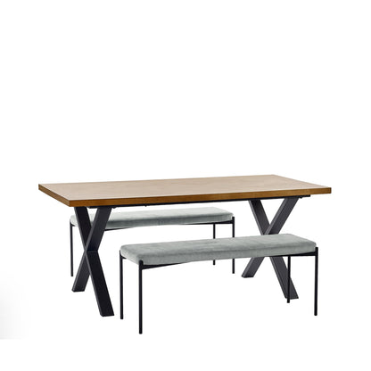 Julian Bowen Leonie Dining Bench for 2, Corduroy, Grey - H47.5 x W120cm
