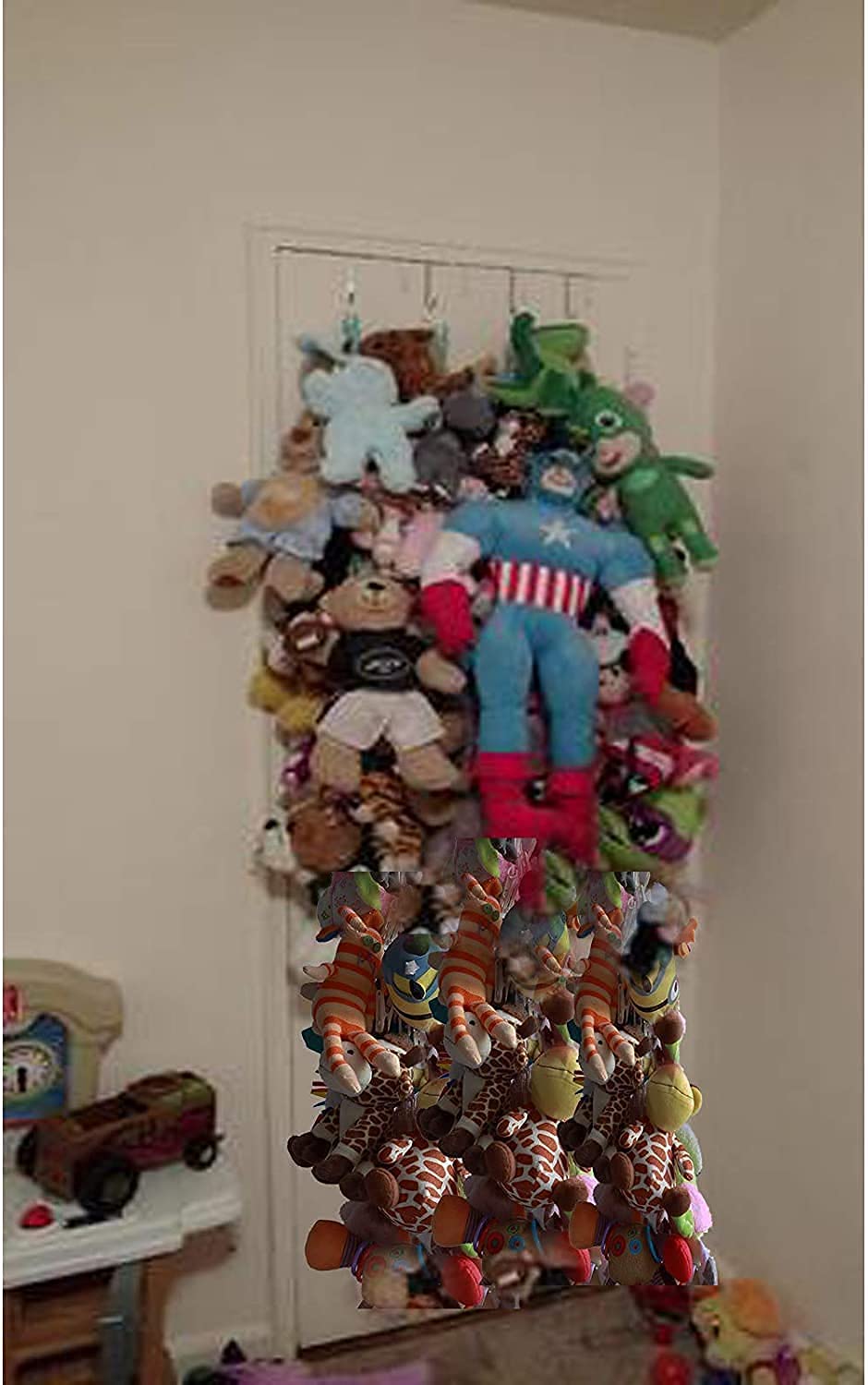 Over Door Hanging Storage Chain with 20 Stainless Steel Clips, Toy Storage Chain Multipurpose Baseball Cap Organizer Hat Holder for Your Toys