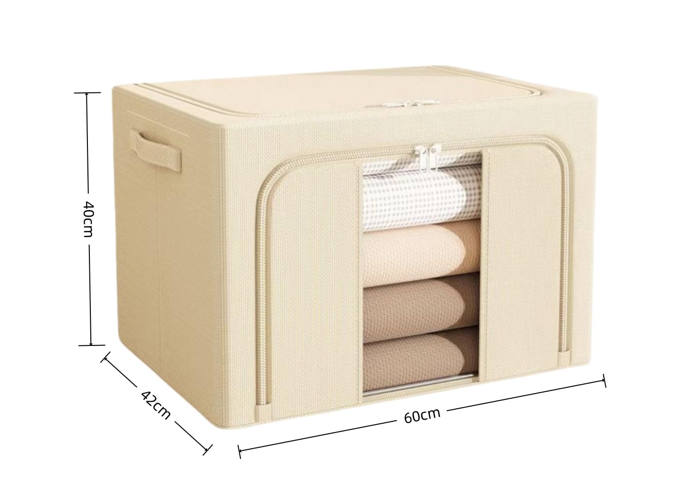 Uwenkjie Foldable 100L Large Storage Boxes(2-Pack Set),Steel Frame with Oxford Fabric,Water-Resistant,Dual Zippered Access with Clear Window,Capacity