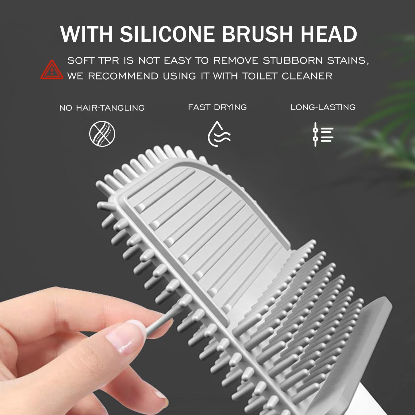 SetSail Silicone Toilet Brush 2 Pack Toilet Bowl Brush and Holder Set Toilet Bowl Scrubber with Silicone Bristles Flat Flexible Toilet Brushes for
