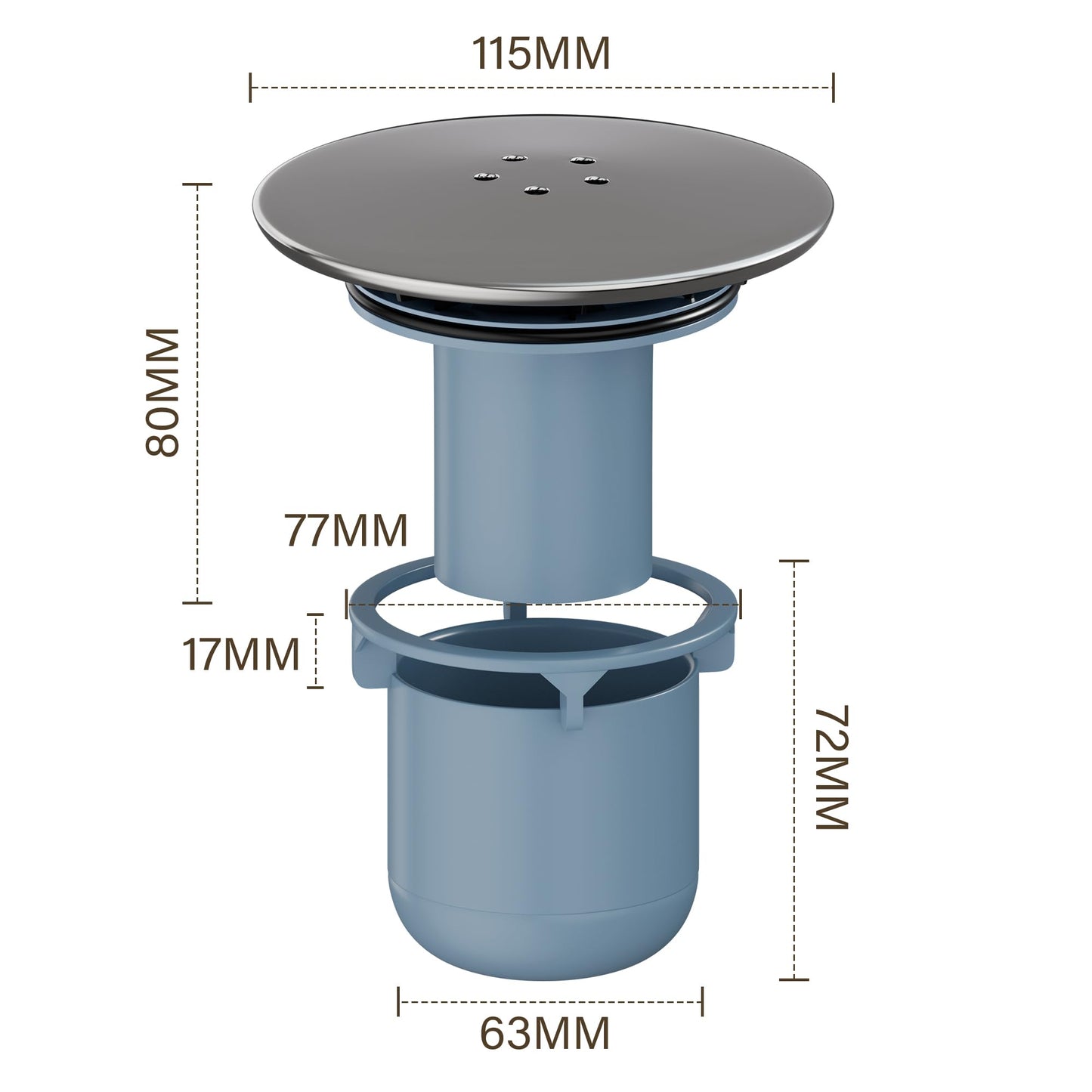 HNNHOME Shower Drain Cover Replacement, Chrome Shower Trap Cover, Removable Top Fitting Cap Parts, 90mm/115mm Shower Plughole Cover