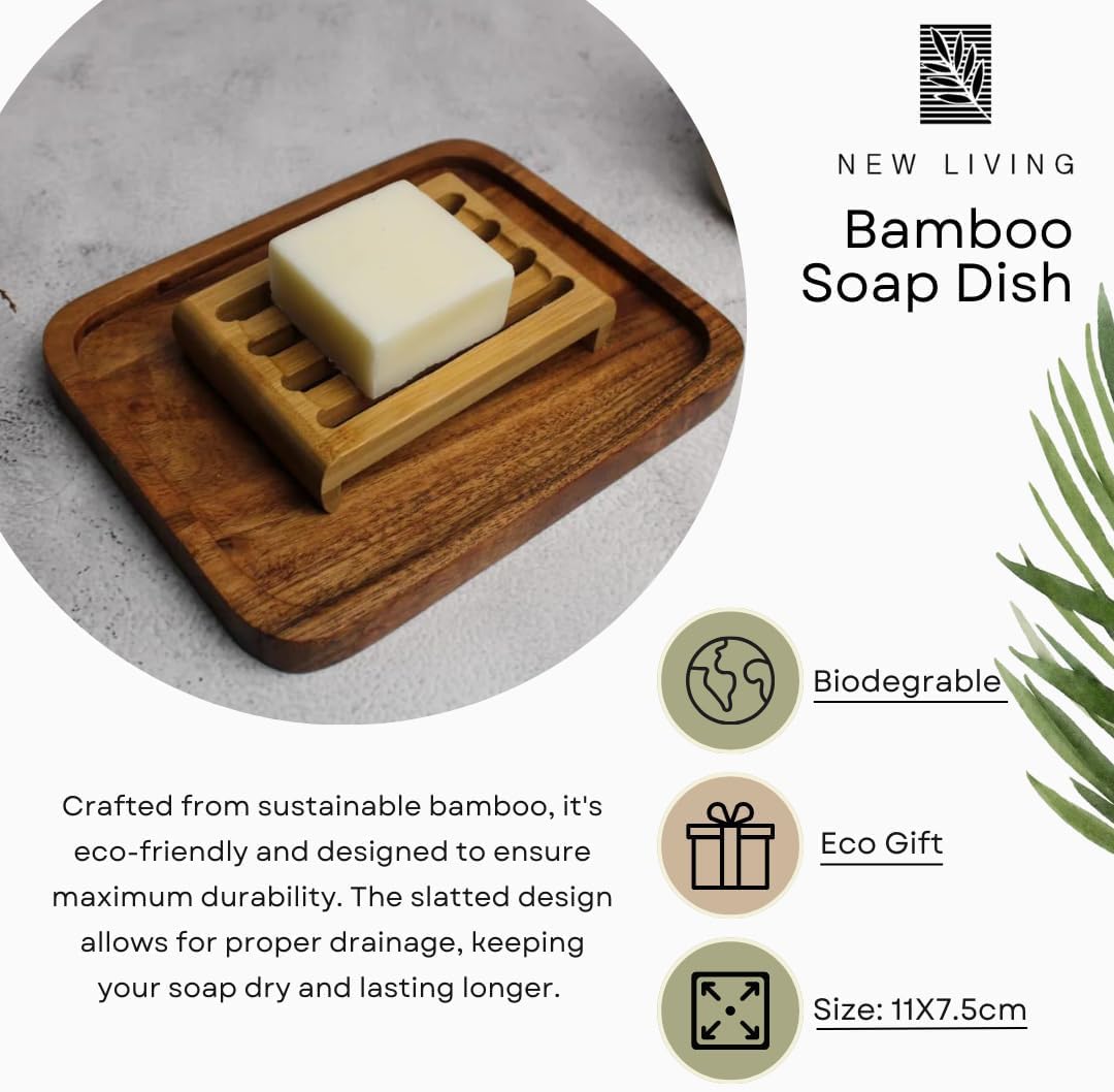 Bamboo Soap Dish | Bamboo Soap Tray | 11cm x 7.5 cm | Eco Product, Eco Friendly Gift (2)