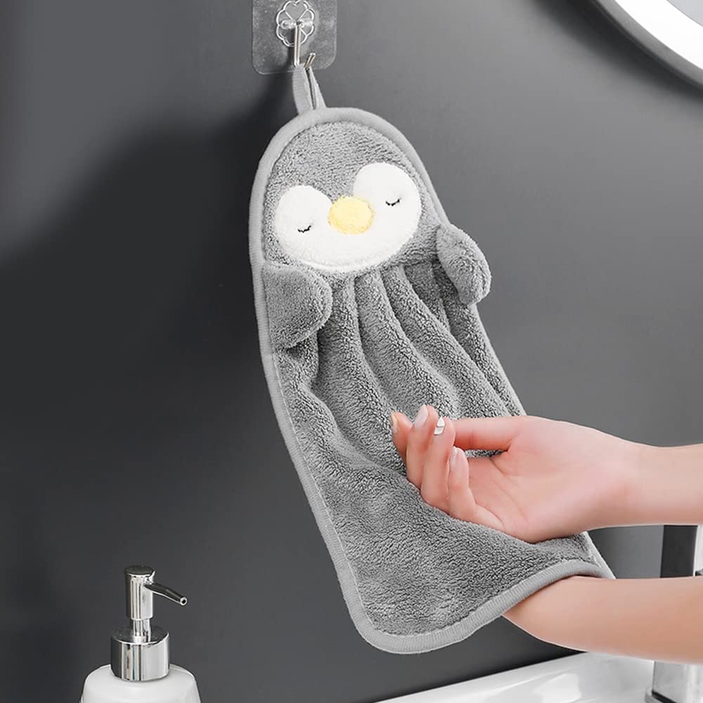 DOULEIN Cute Animal Hand Towels,5 Pack Soft Coral Velvet Microfibre Hanging Hand Towels Quick Dry Hanging Face Towel for Kids Super Absorbent