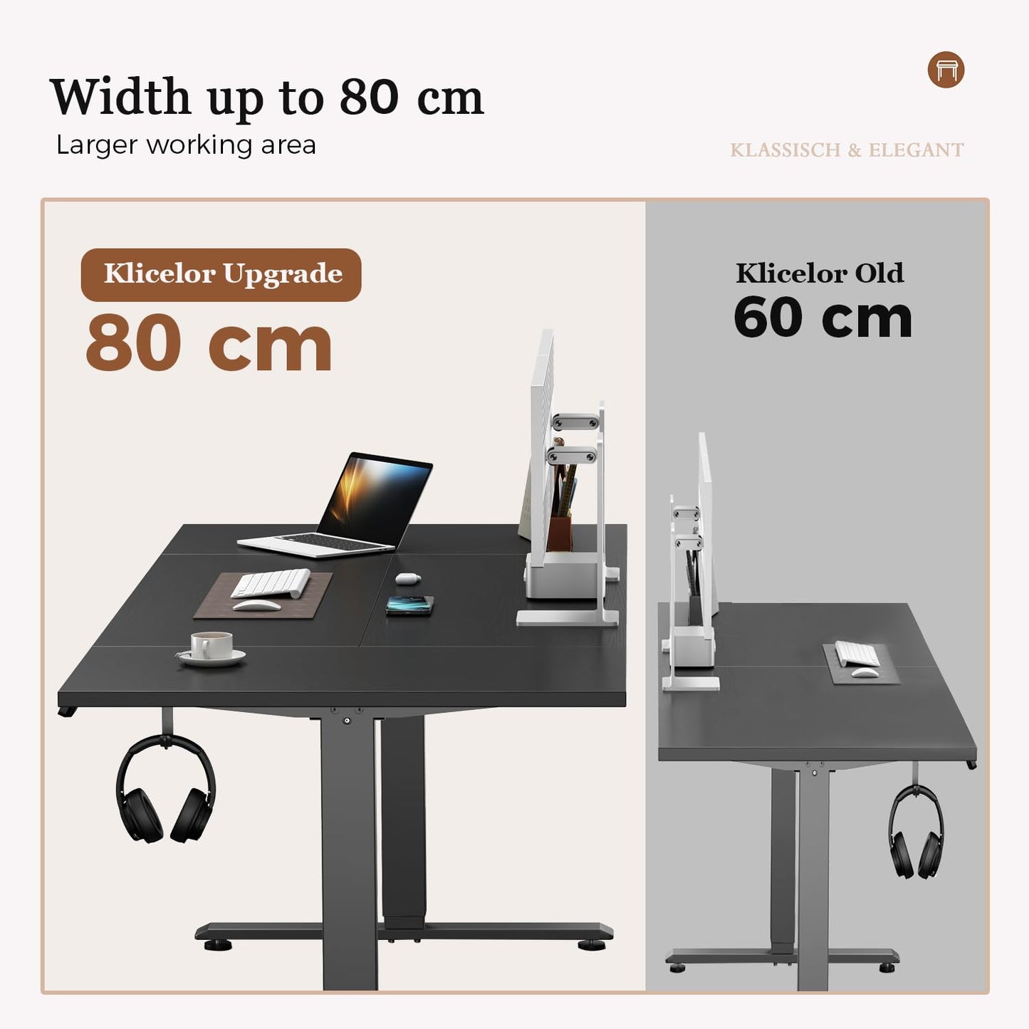 Klicelor Height Adjustable Electric Desk, 2 Memory Buttons, 140x80cm