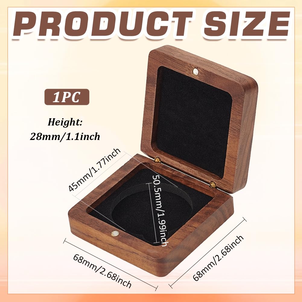 FINGERINSPIRE Wood Challenge Coin Display Box With Black Velvet Inside