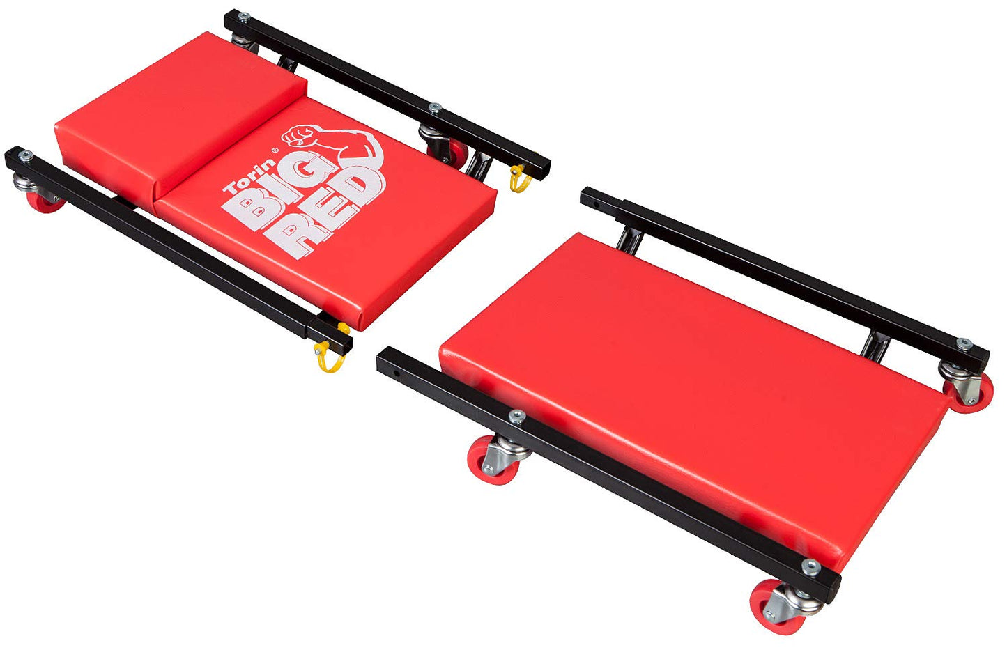 Torin BIG RED Rolling Garage/Shop Creeper: 2-Piece, 36" Padded Mechanic Cart with Headrest and 6 Casters, Alloy Steel Plastic