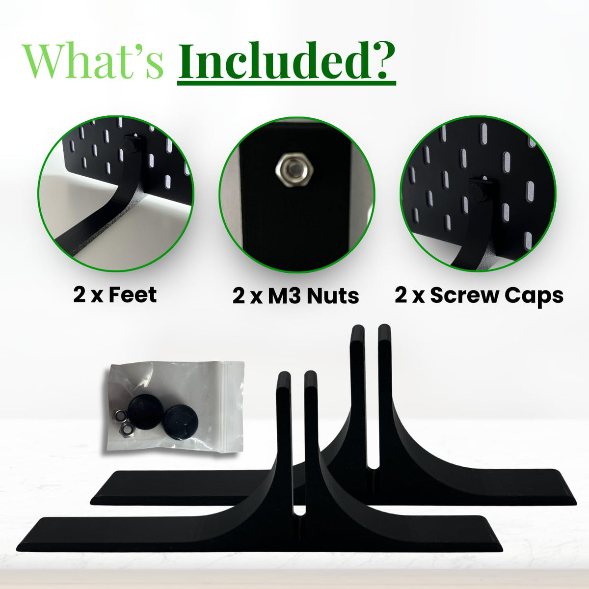 shush Pegboard Support Feet Compatible with IKEA SKADIS – Free Standing Desk Base for Pegboard Display Pair Black