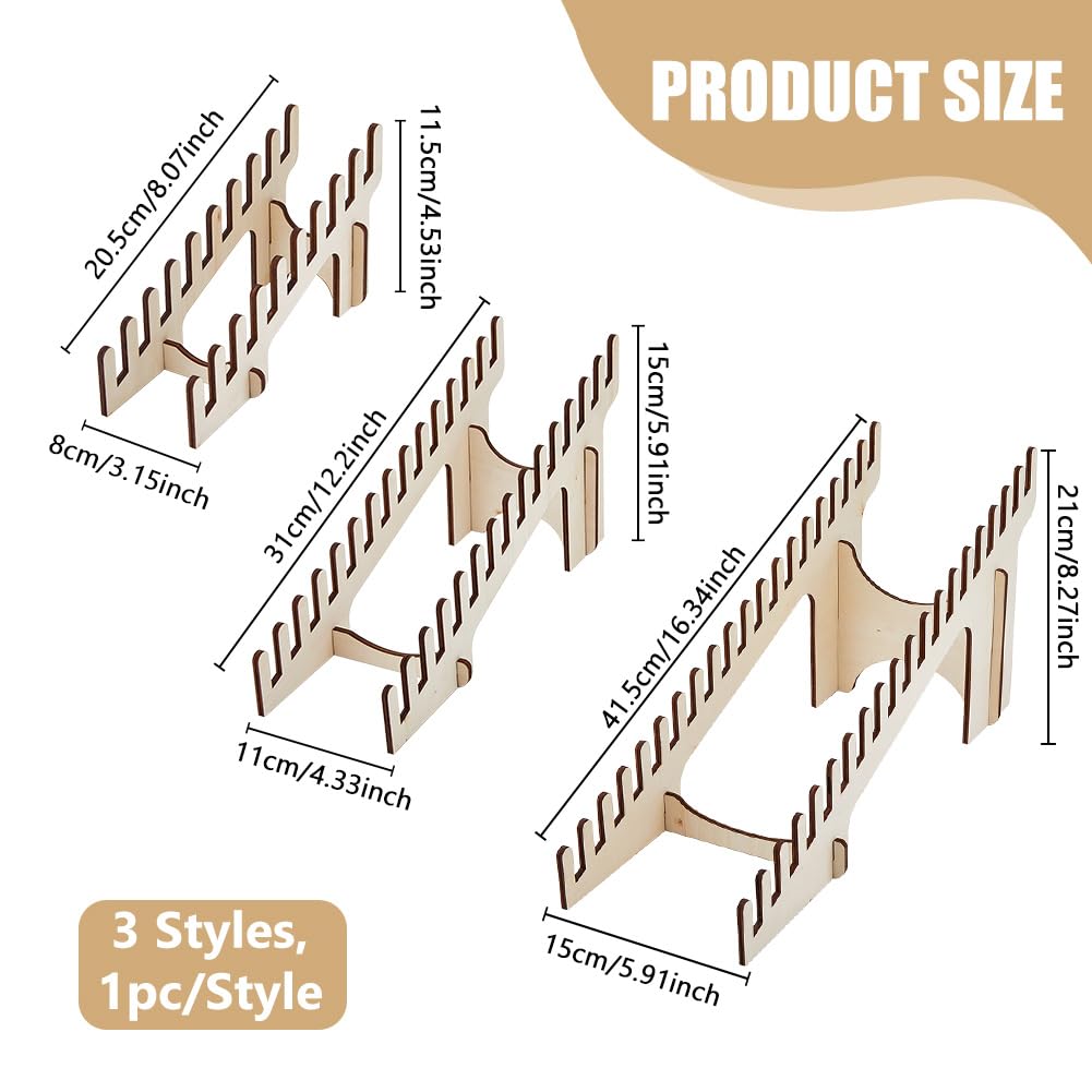 DICOSMETIC 3 Sets 3 Sizes Wood Card Display Stands Greeting Card Display Stand Rectangle Postcards Rack Beige Portable Cards Holder Tabletop Photo