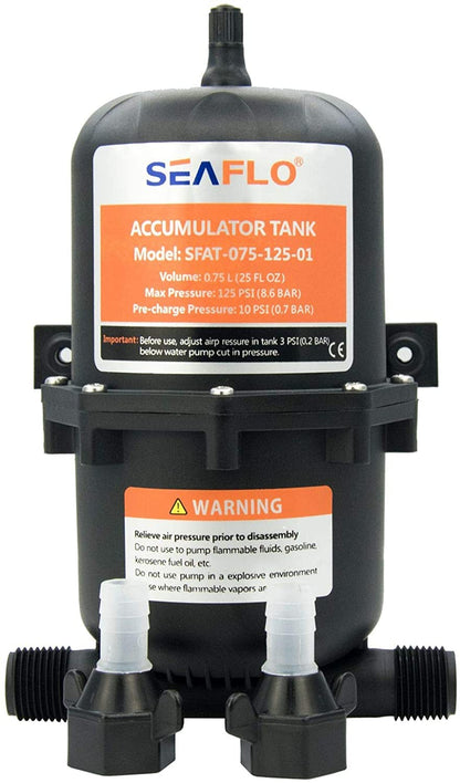 Pressure Accumulator Tank 0.75 Liter 125 psi Pressurized Water Pressure Pump Control Internal Bladder for Boat Yacht Marine RV Caravan Van Motorhome