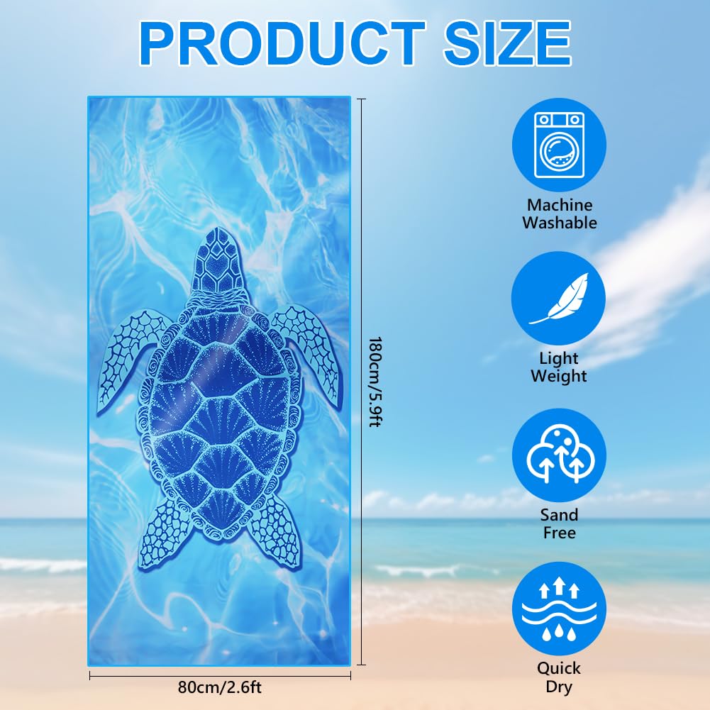 flintronic Microfiber Oversized Lightweight Beach Towel 180x80cm Extra Large Thin Sand Free Towels Travel Swim Pool Camping for Adults Women Men