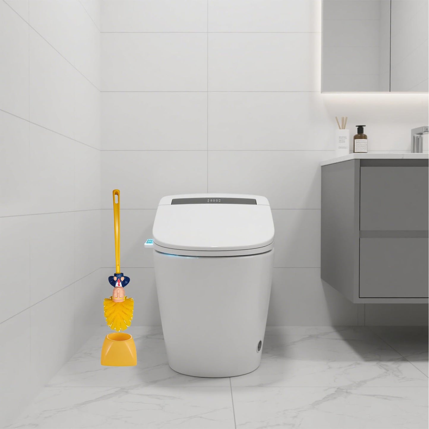 1 Toilet Brush and 1 Base, Novelty Toilet Brush Set with Base, Funny Bathroom Cleaning Tool, Unique Home Decor for Creative Spaces