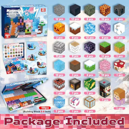 ToyUnited Magnetic Blocks, 150PCS Magnetic Building Blocks Tiles Cubes for Ages 3 4 5 6 7 8 9 10 Boys&Girls, Dark Swordsman Construction Toys STEM Sensory Toys for Kids Birthday Gifts
