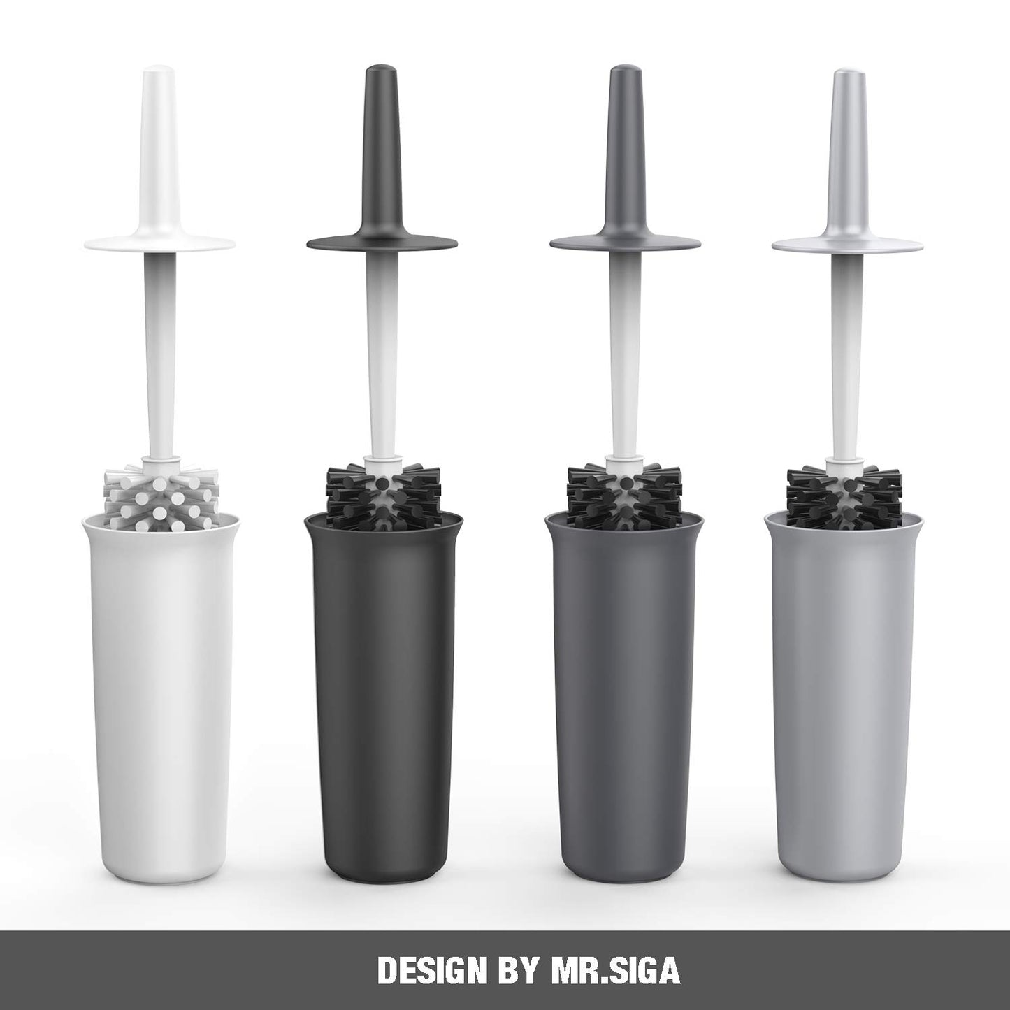 MR.SIGA Toilet Bowl Brush and Holder for Bathroom, grey, 1 Pack