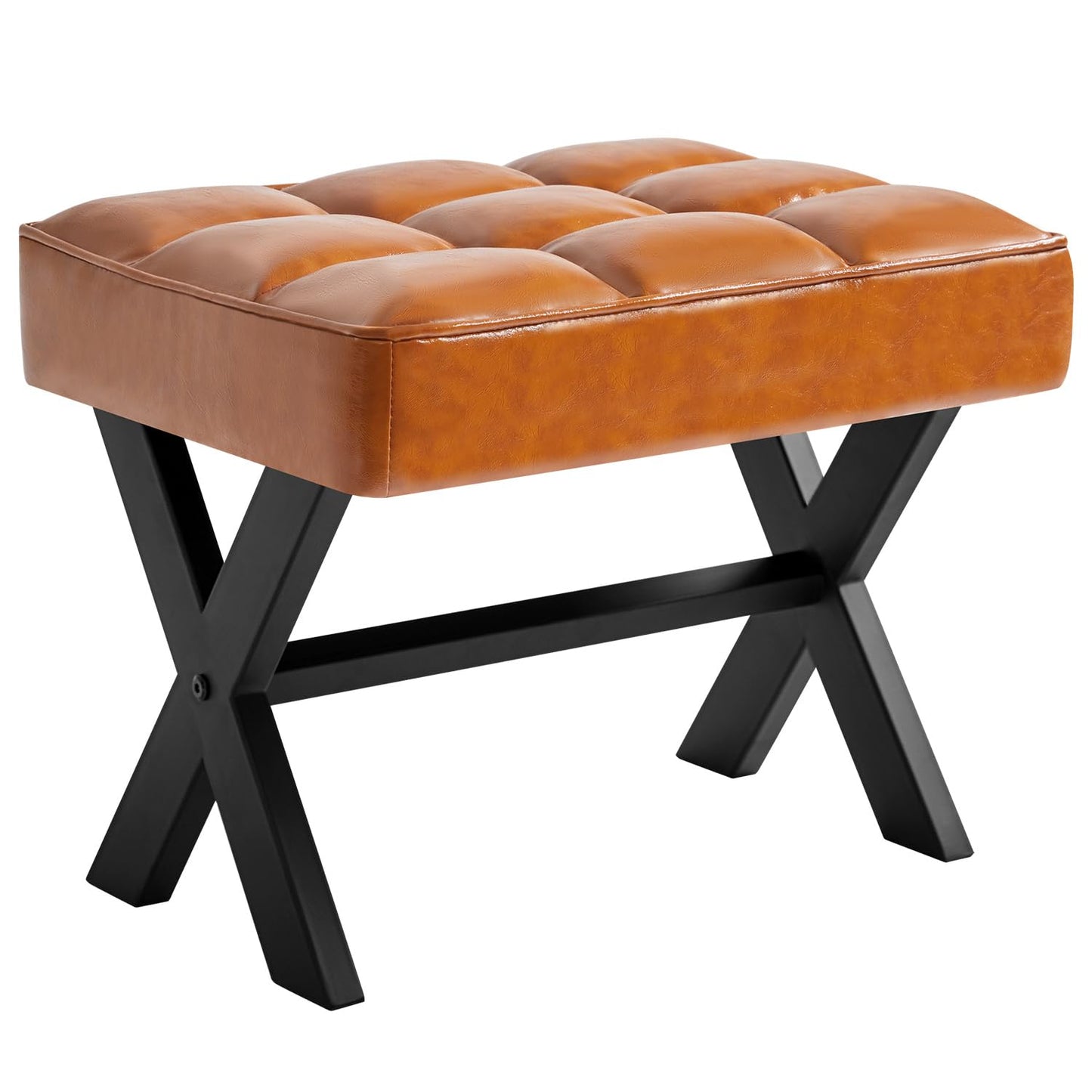 IBUYKE Small 12" H Footrest, Square PU Step Stool, Light Brown WBD012J