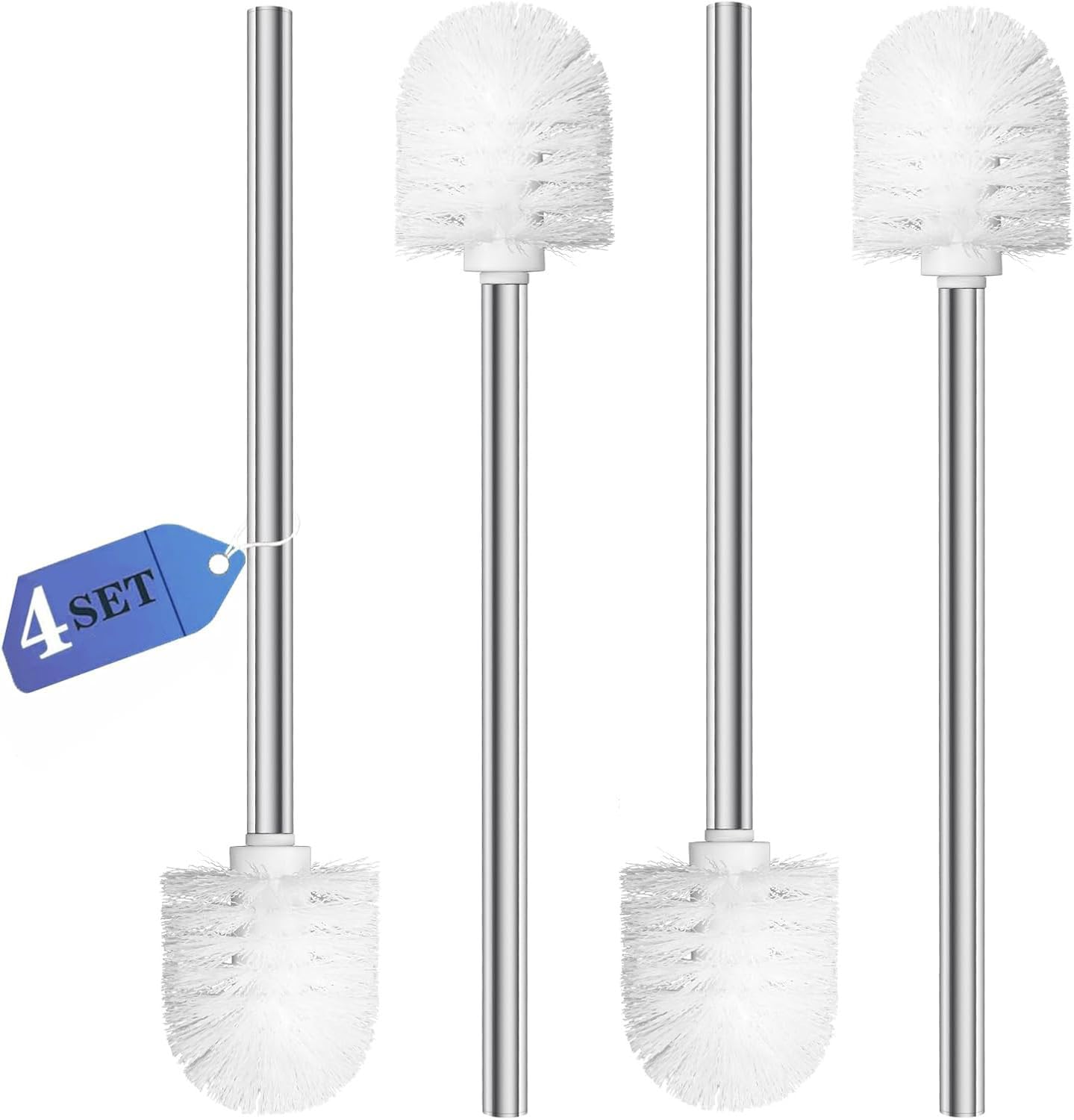 Topsky Toilet Brush 4-Pack, Stainless Steel Handle, Replaceable Heads