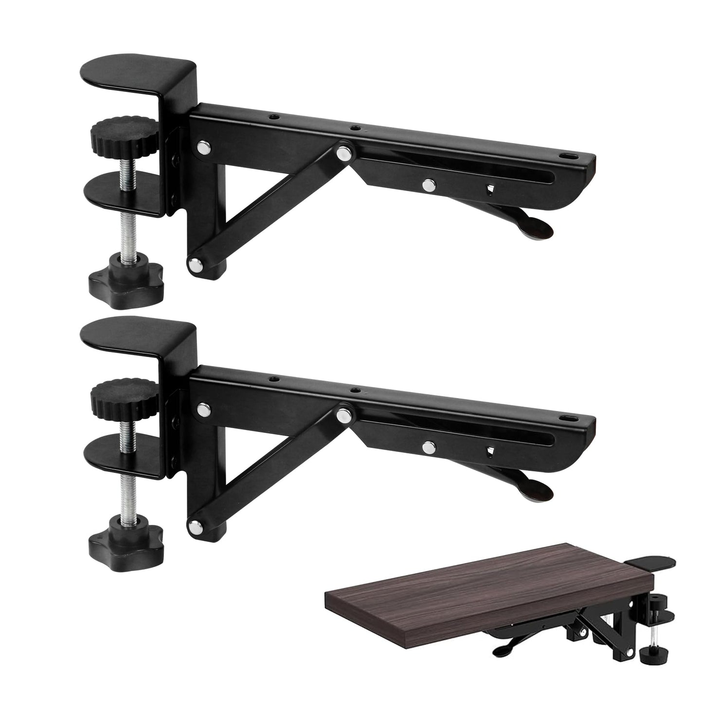 Keyboard Tray, Folding Shelf Bracket, Keyboard Tray Clamp Holder, Mouse Holder with Clip, Adjustable C Clamps, Foldable Table Extension for Table