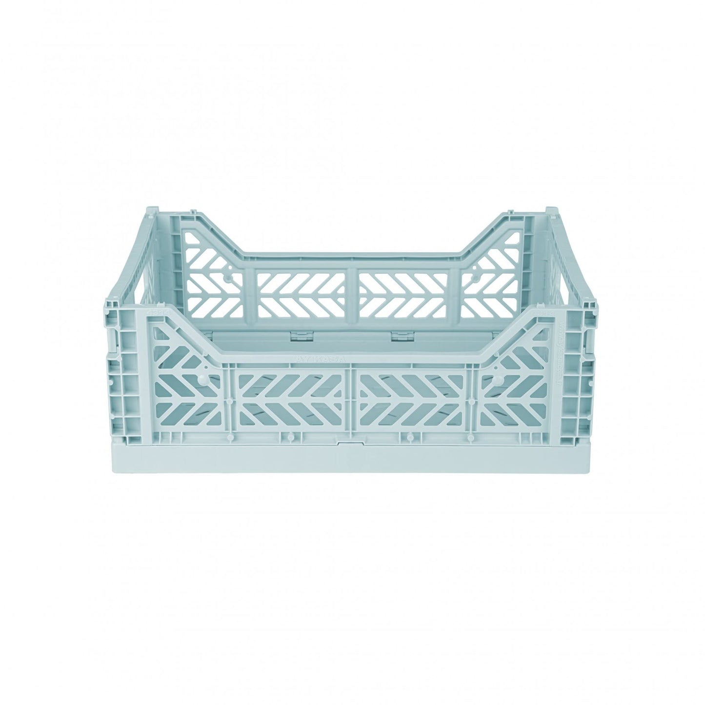 AYKASA Folding Crate, Sturdy Folding Box, Plastic, Stackable, Arctic Blue, Midi (40 x 30 x 14 cm)