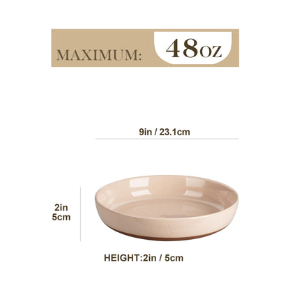 MALACASA Pasta Bowls Set of 4, Large Pasta Bowls, Ceramic Soup Bowls, 48 OZ, 9 inch, Microwave and Dishwasher Safe, Multi-Coloured, Serie Tara