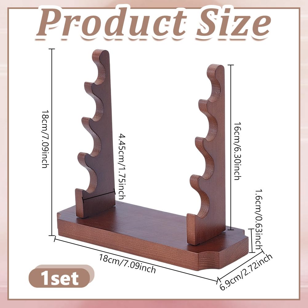 NBEADS 4-Tier Wooden Wand Display Holder, 18x6.9x18cm Wizard Wand Stand Magic Wand Display Sword Stand for Desktop Display Decoration Collection