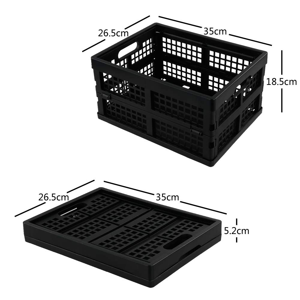 Yarebest 3-pack 14 Liter Collapsible Crates, Foldable Plastic Storage Baskets, Black