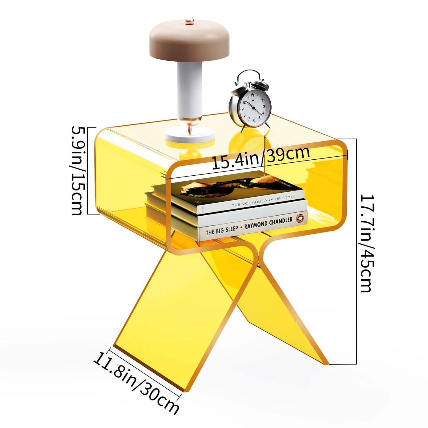 solaround Acrylic Side Table, No Assembly, 39 x 30 x 45 cm, Yellow