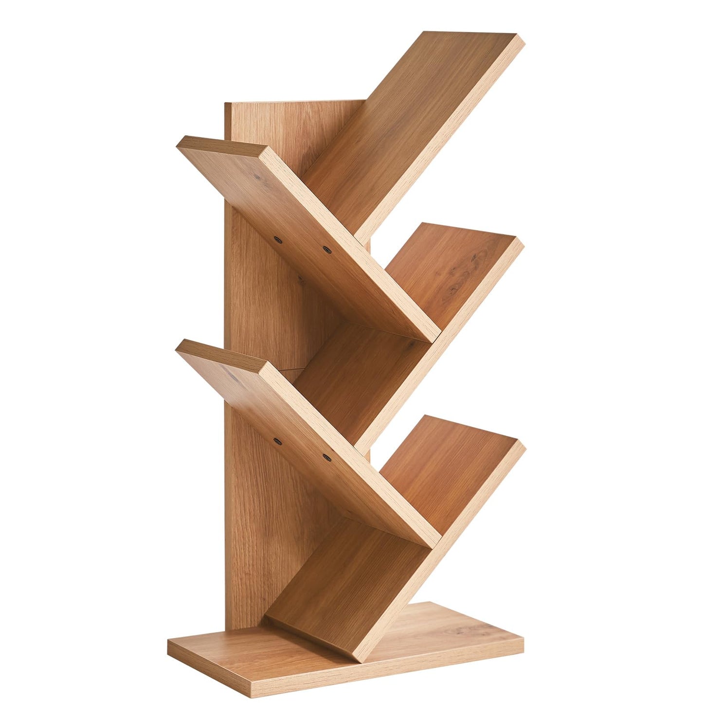 YMYNY 4 Tier Tree Bookshelf, Small Bookcase, Modern Wood Book Storage Rack, Freestanding Book Shelf for Books/Movies/CDs