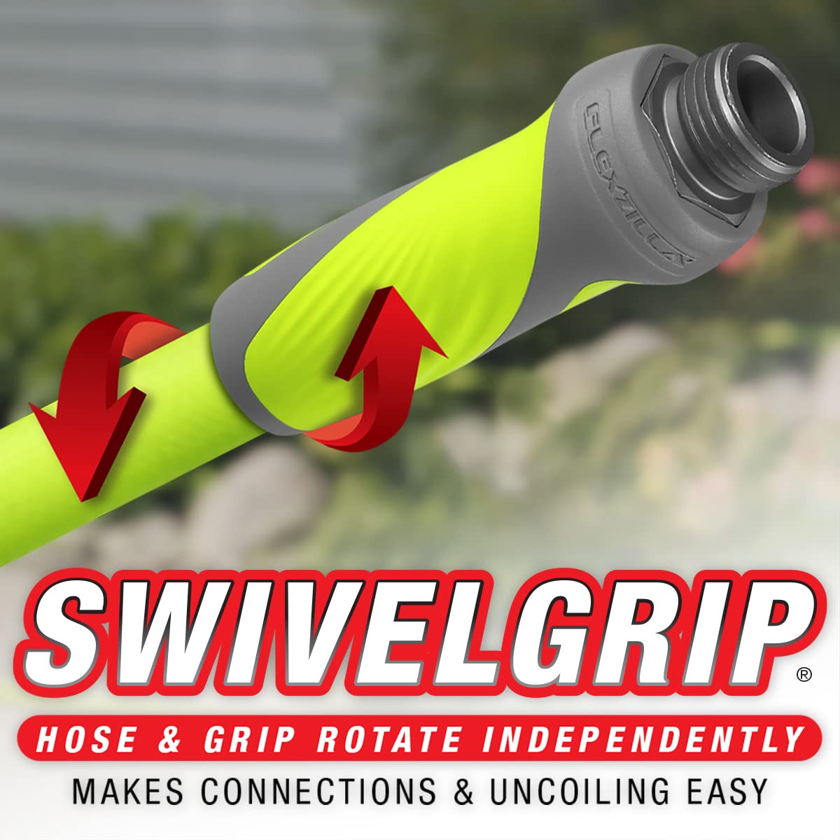 Flexzilla Garden Hose with SwivelGrip, 5/8 in. x 50 ft., Heavy Duty, Lightweight, Drinking Water Safe, ZillaGreen - HFZG550YWS-E