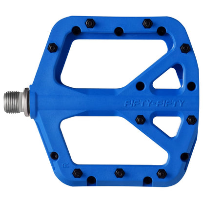 FIFTY-FIFTY Mountain Bike Pedals, Non-Slip MTB Nylon Composite, 9/16" Bicycle Pedals, Lightweight and Wide Flat Platform (Blue)