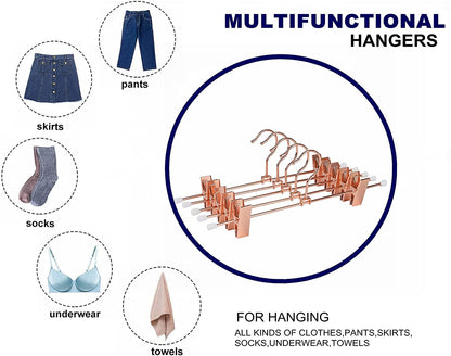 Amber Home 10pcs Shiny Metal Trousers Hangers, Iron Skirt Hangers, Copper