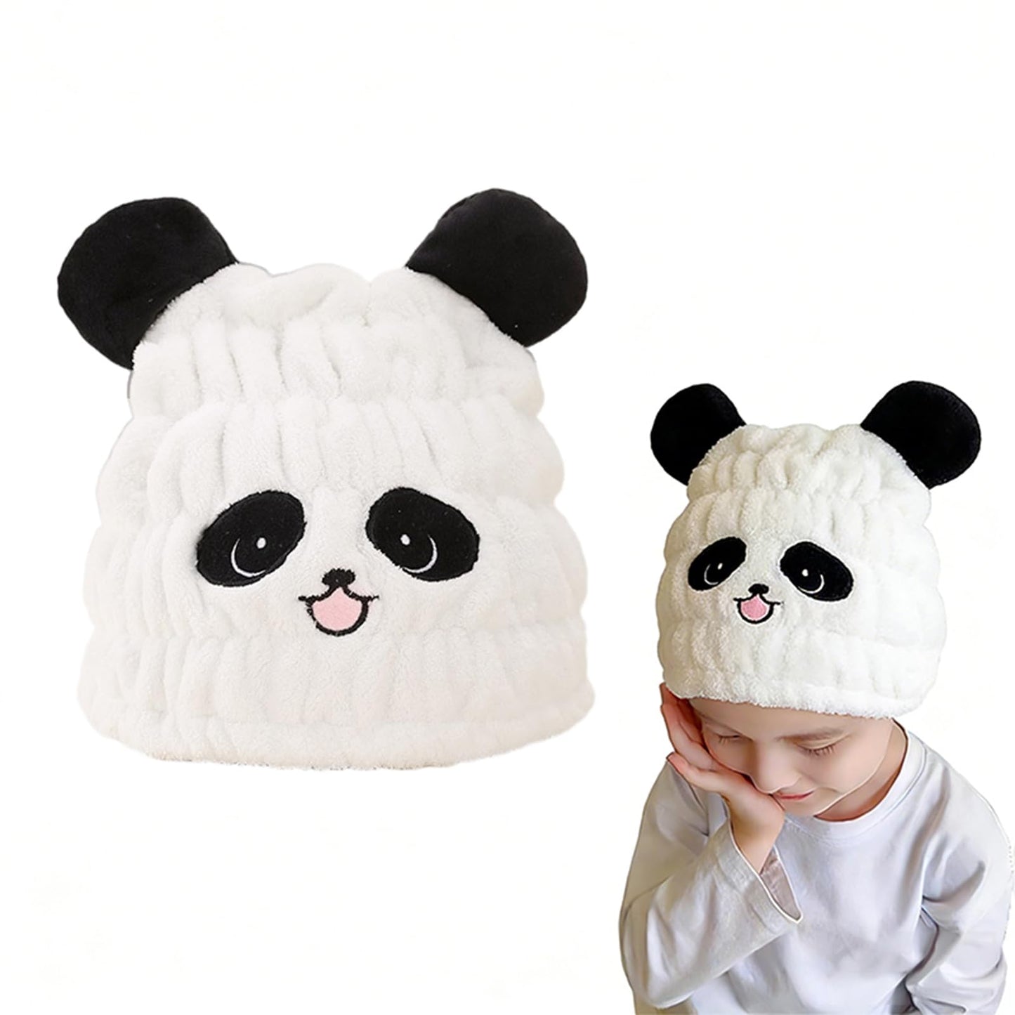 Kids Absorbent Hair Towel Wrap Soft Coral Fleece Hair Drying Wrap Towel Hat for Girls 2-9 Years Cute Cartoon Hairs Drying Turban Towels Quick Dry