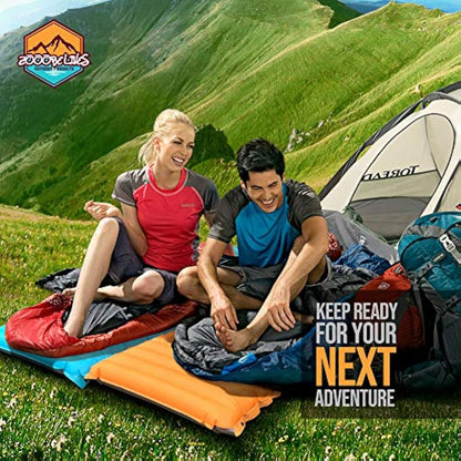 ZOOOBELIVES Extra Thick Inflatable Sleeping Pad with Built-in Pump – Lightweight & Portable Camp Bed for Hiking, Backpacking & Car Travel – Airlive2000