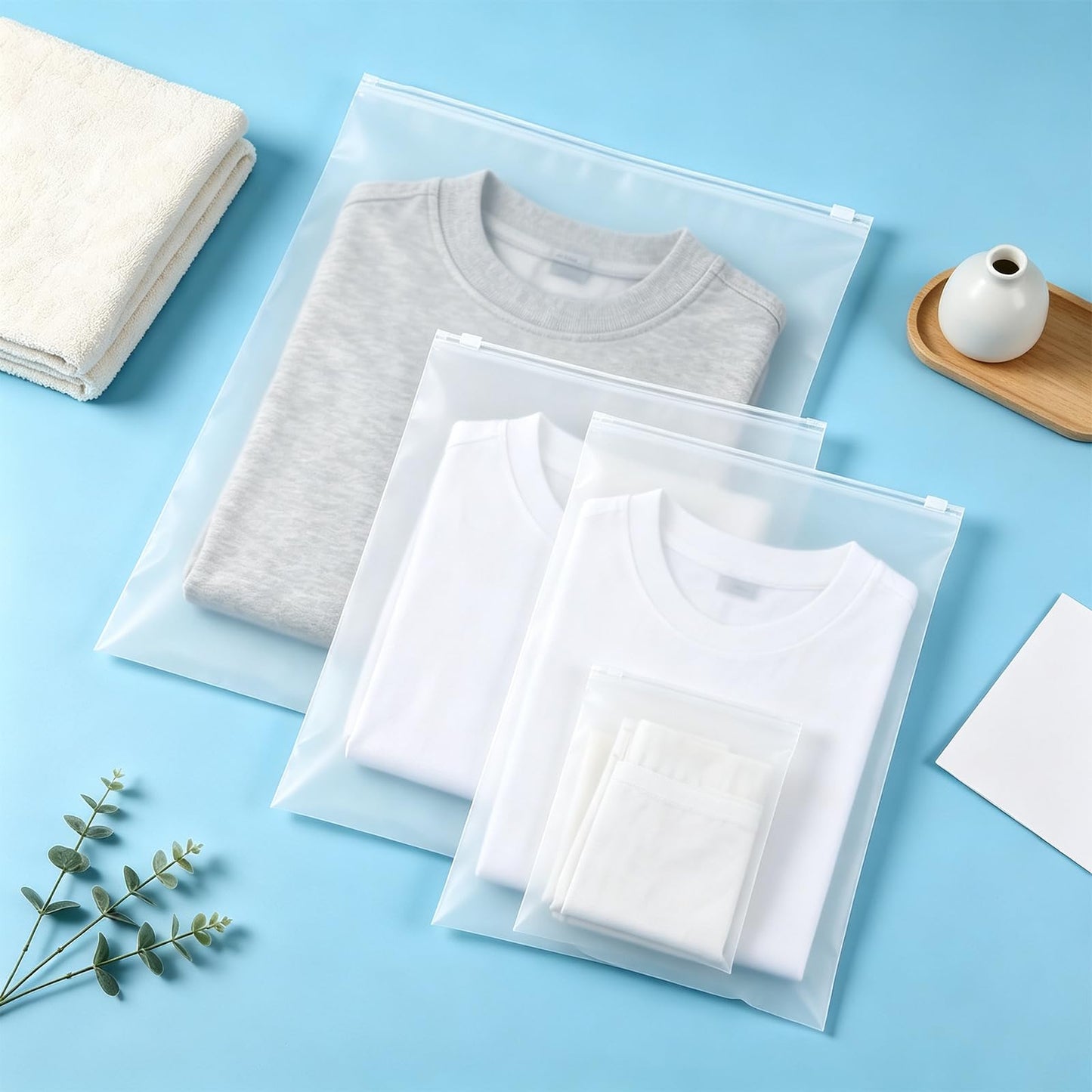 30Pcs Large ZipLock Bags for Clothes, 40x30cm Plastic Travel Bags