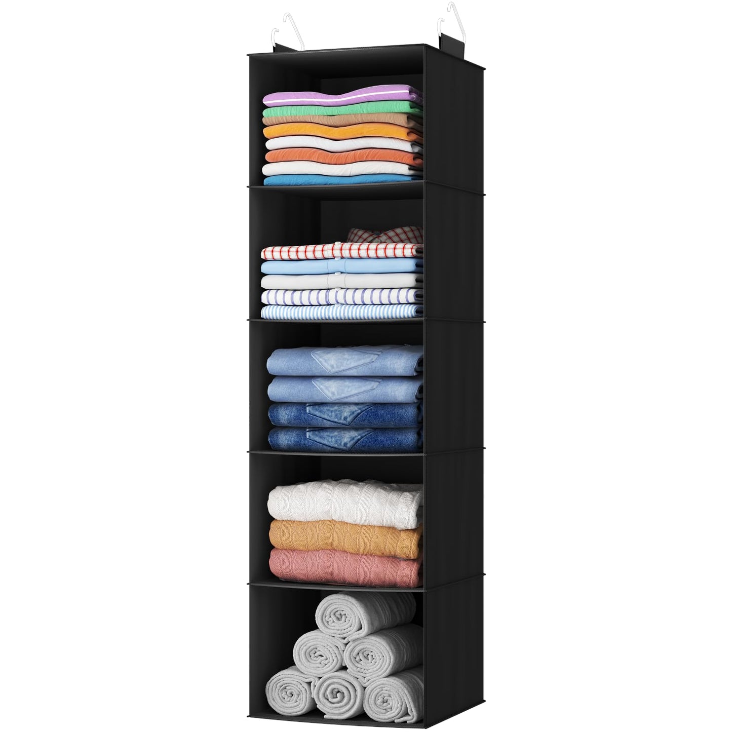 Lifewit Hanging Closet Organizer and Storage for Shelves, Wardrobe Foldable Clothes Storage Shelf with 2 Sturdy Hooks for Clothing Organization