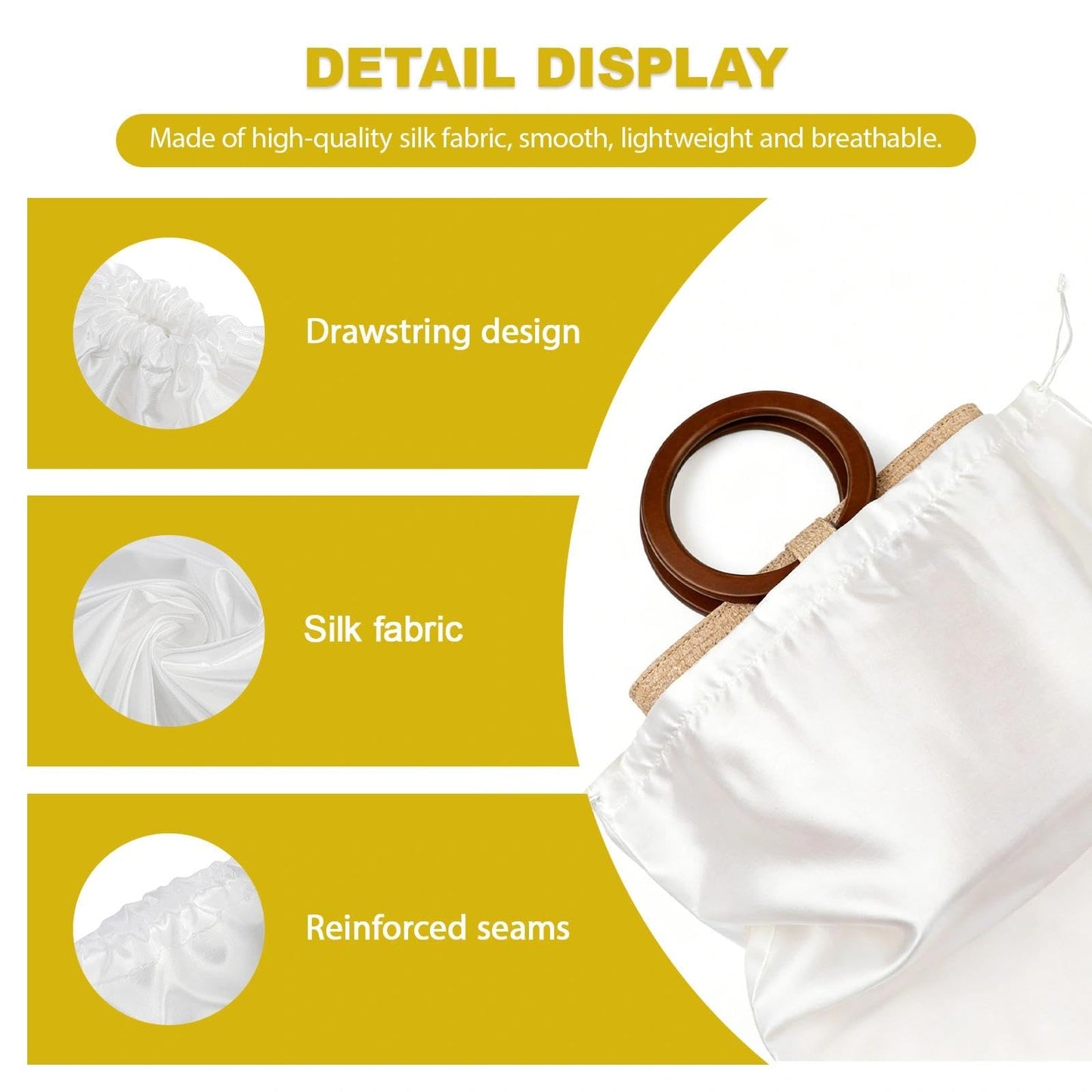 Dust Bag for Handbags, 4 Pcs Premium Drawstring Storage Bags - White, Soft Polyester Blend with Drawstring Closure Eusable Protective Covers for