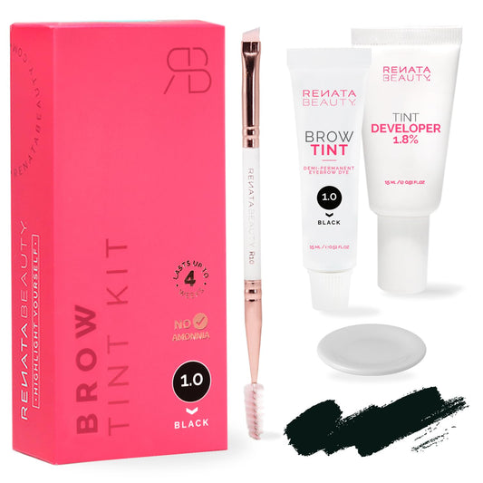 Renata Beauty Brow Tint Kit ? Eyebrow Tint Set ? Dye Kit with Color Tint, Cream Developer and Styling Brush ? Long-Lasting Effect Up to 4 Weeks ? 30