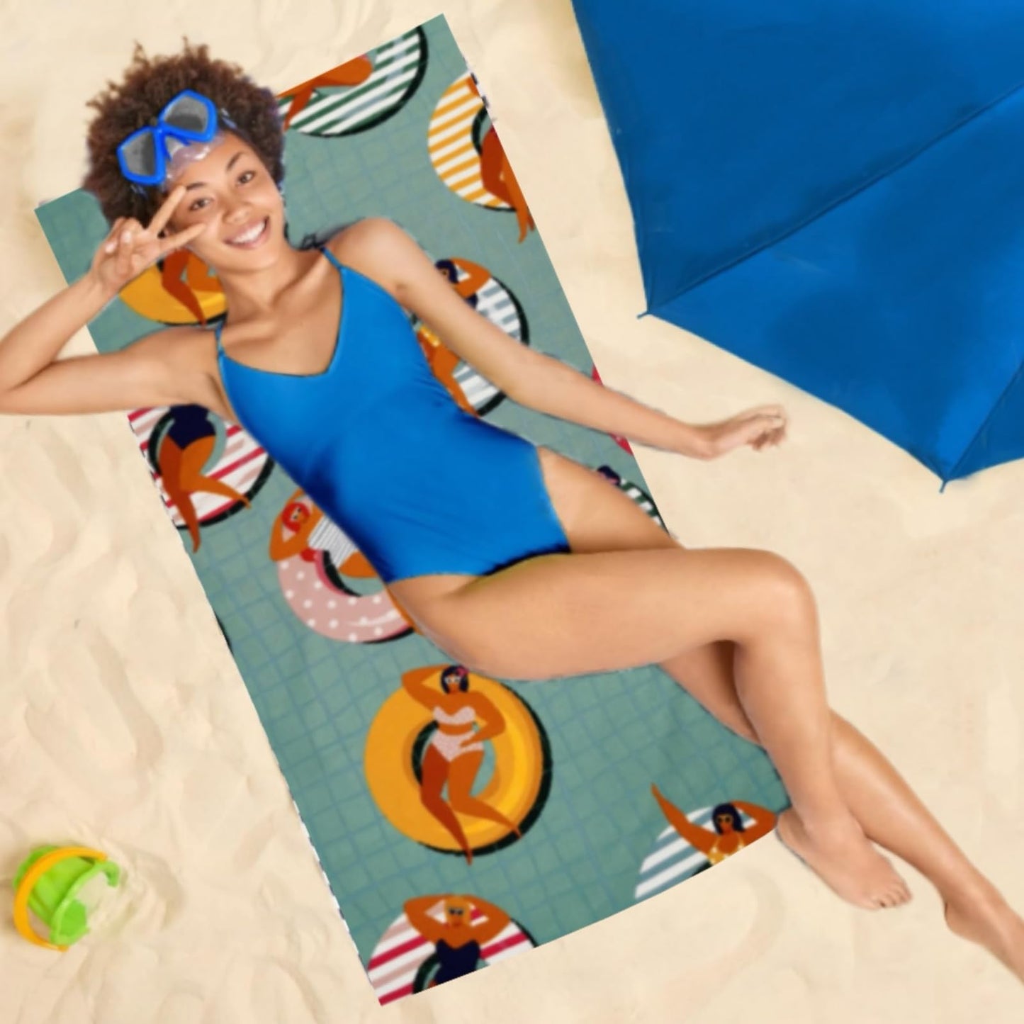 Irunfast Beach Towels, Microfibre Beach Towel, Soft and Delicate Quick Dry Beach Towel Suitable for the Beach,Swimming, Spa and Home(Blue Circle)