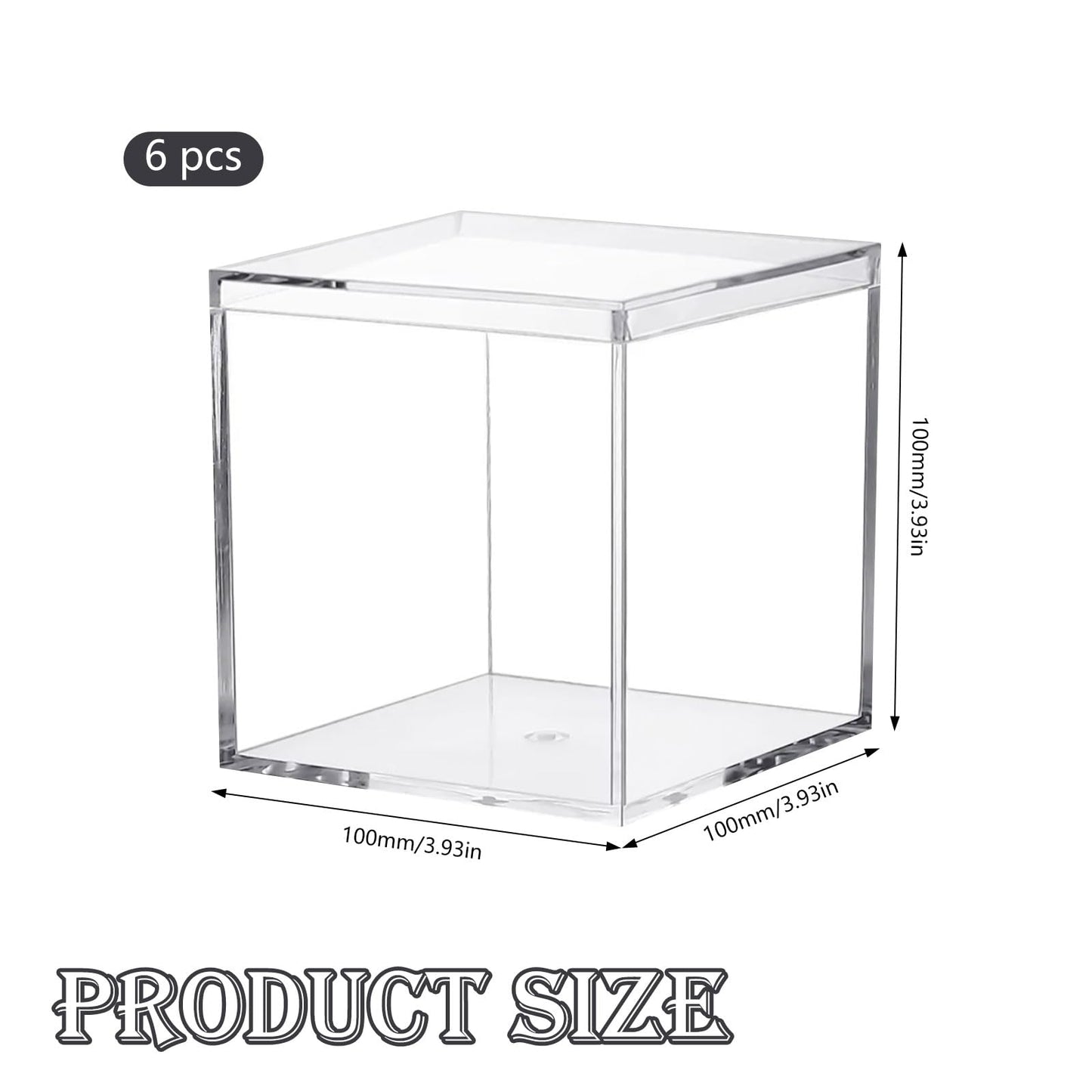 Pilikoll 6Pcs 10x10x10cm Plastic Acrylic Display Boxes with Lid for Candy