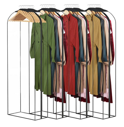 DecacnX 60" Dress Covers Garment Bags Full Length, 10" Gusseted Hanging Dress Bags Covers Long with Side Zipper, Clear Clothes Covers for Dresses