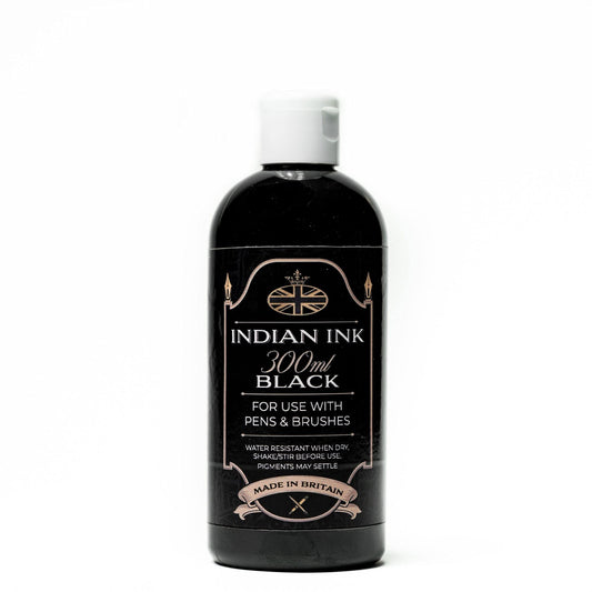 Graff-City Black Indian Ink 300m Water Based Drawing Ink Bottle, Highly pigmented for Brush, Pen or Airbrush