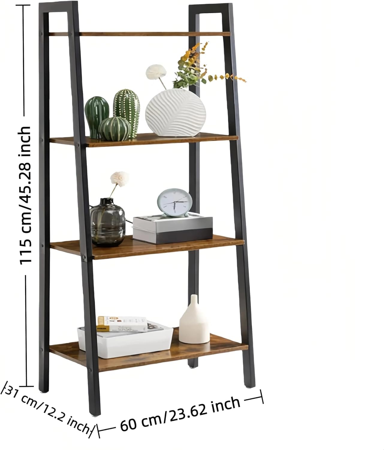 BAKLAM Small Bookshelf, 4-Tier Small Shelves 60cm, Narrow Shelf Tablette, Shelving Unit, Bathroom Corner Shelf, Display Cabinet