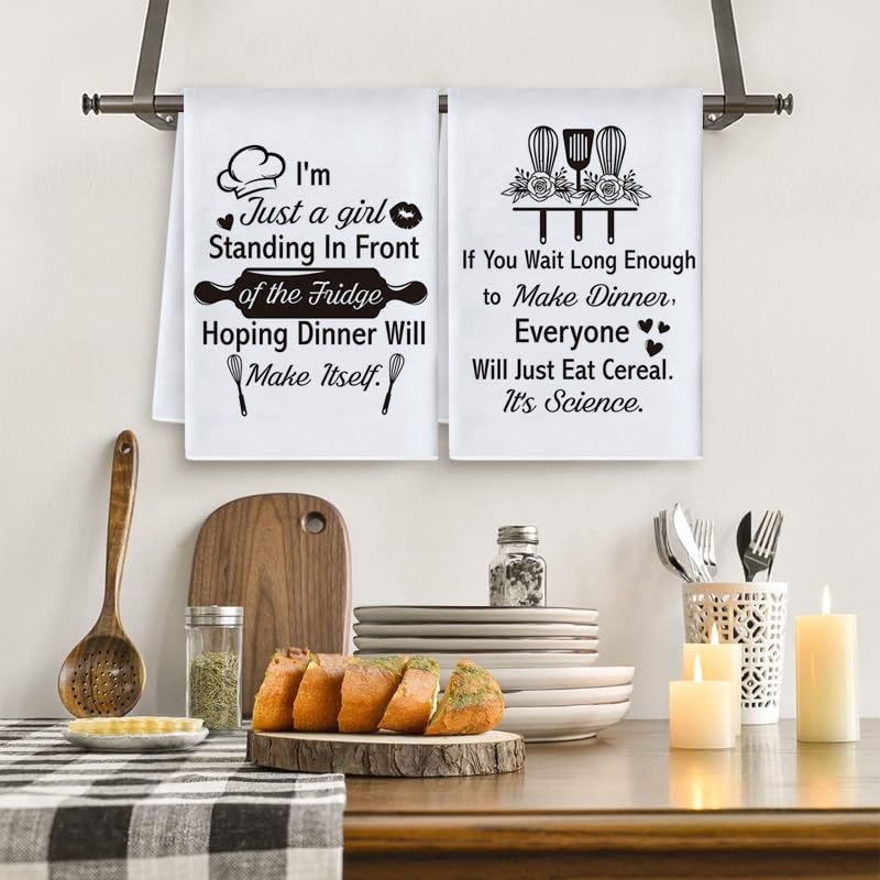 Vspek Kitchen Towels Set of 2, Funny Joked Themed Dishcloth, Hilarious Hand Towels Dish Tea Towels for Cooking Home Bar Decor