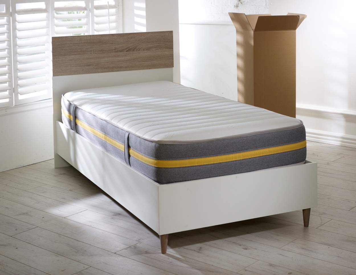Starlight Beds Lunar Luxe Grey Sprung Hybrid Small Single Mattress