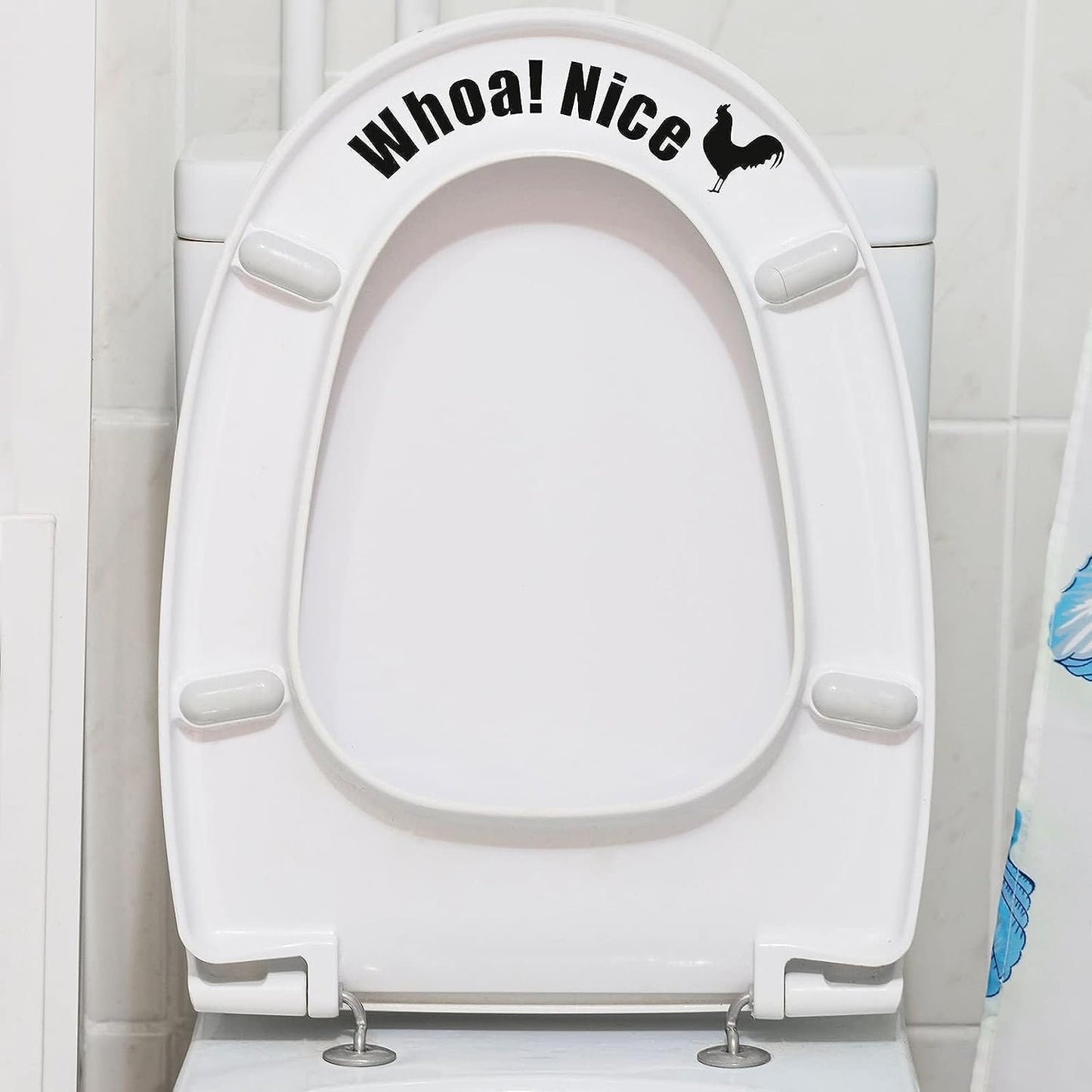 Funny Toilet Stickers, Whoa Nice Bathroom Decal, Wall Art, Removable Self-Adhesive Toilet Seat Stickers for Restroom Door