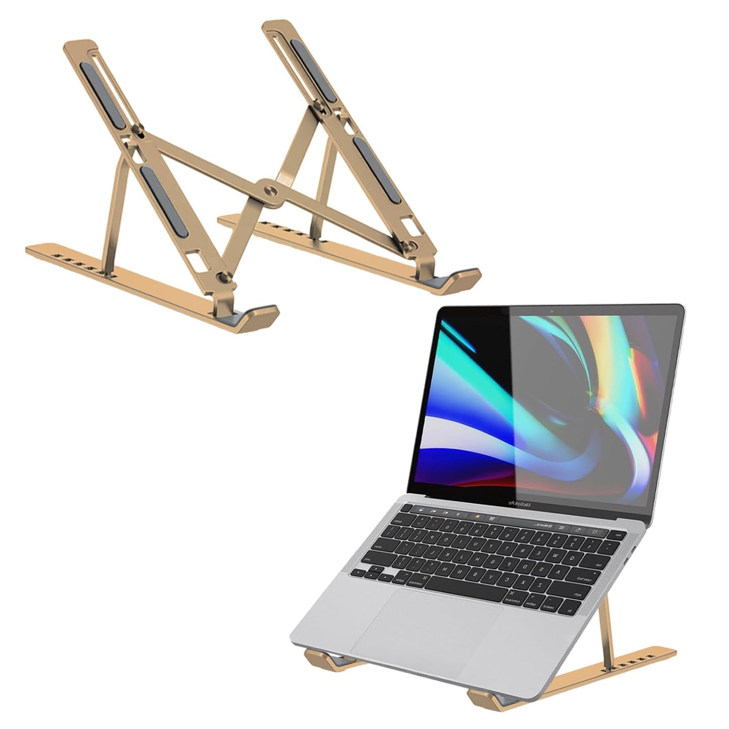 Roe Tenpo Laptop Stand For Desk, 6 Levels Height Adjustable Laptop Riser For Desk, Foldable & Portable, Compatible with MacBook Air/Pro, HP, ASUS