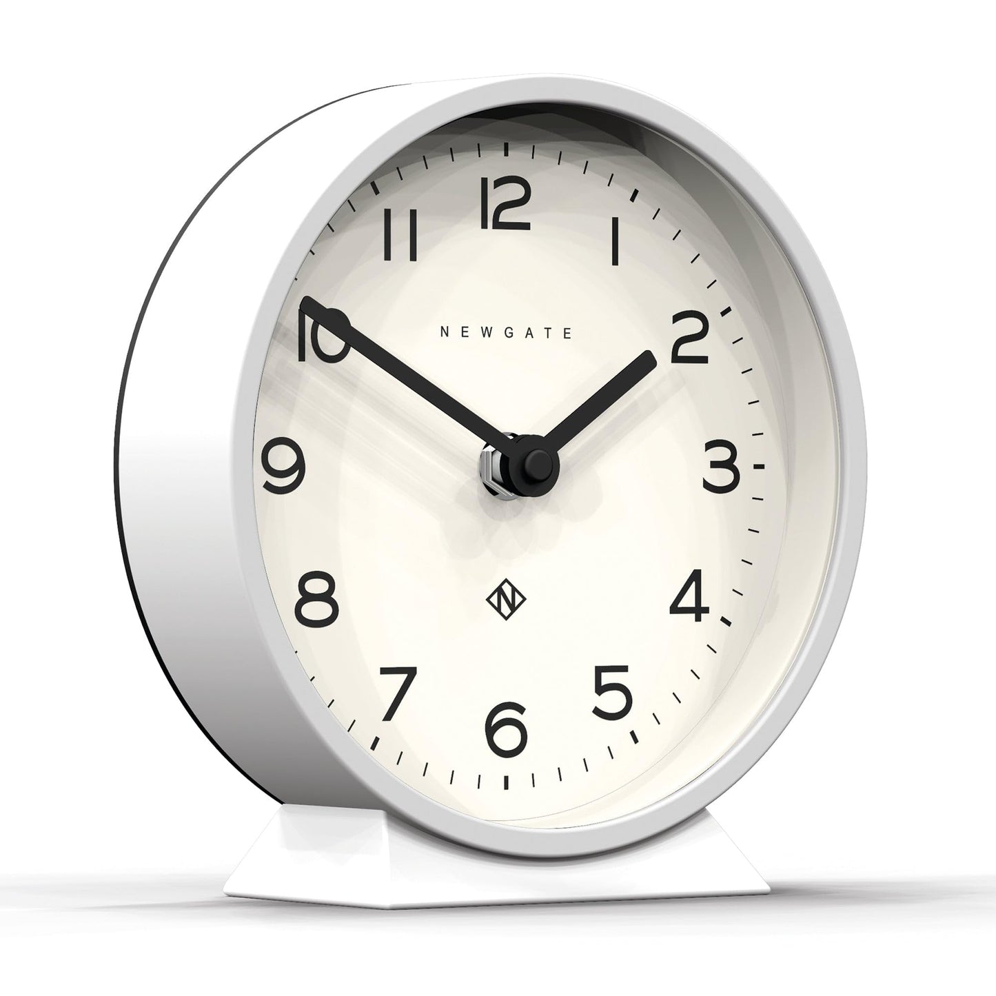 NEWGATE M Mantel Silent Sweep Mantel Clock - 'No Tick' - A Modern Mantelpiece Clock - Small Clock - Mantel Clocks - Minimalist Dial - (Polar White)
