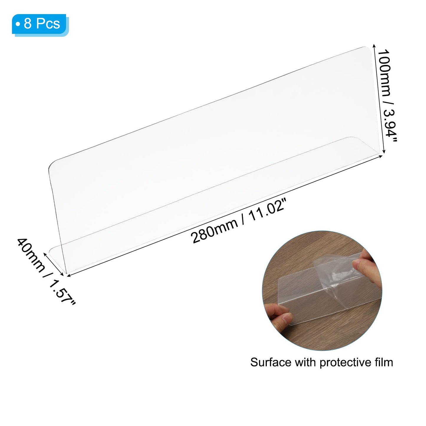 PATIKIL 8 Pack Shelf Dividers for Closet Organization, 11.1x1.6x4 Acrylic Closets Separator Kitchen Cabinet Shelves Under Bed Blocker for Bedroom