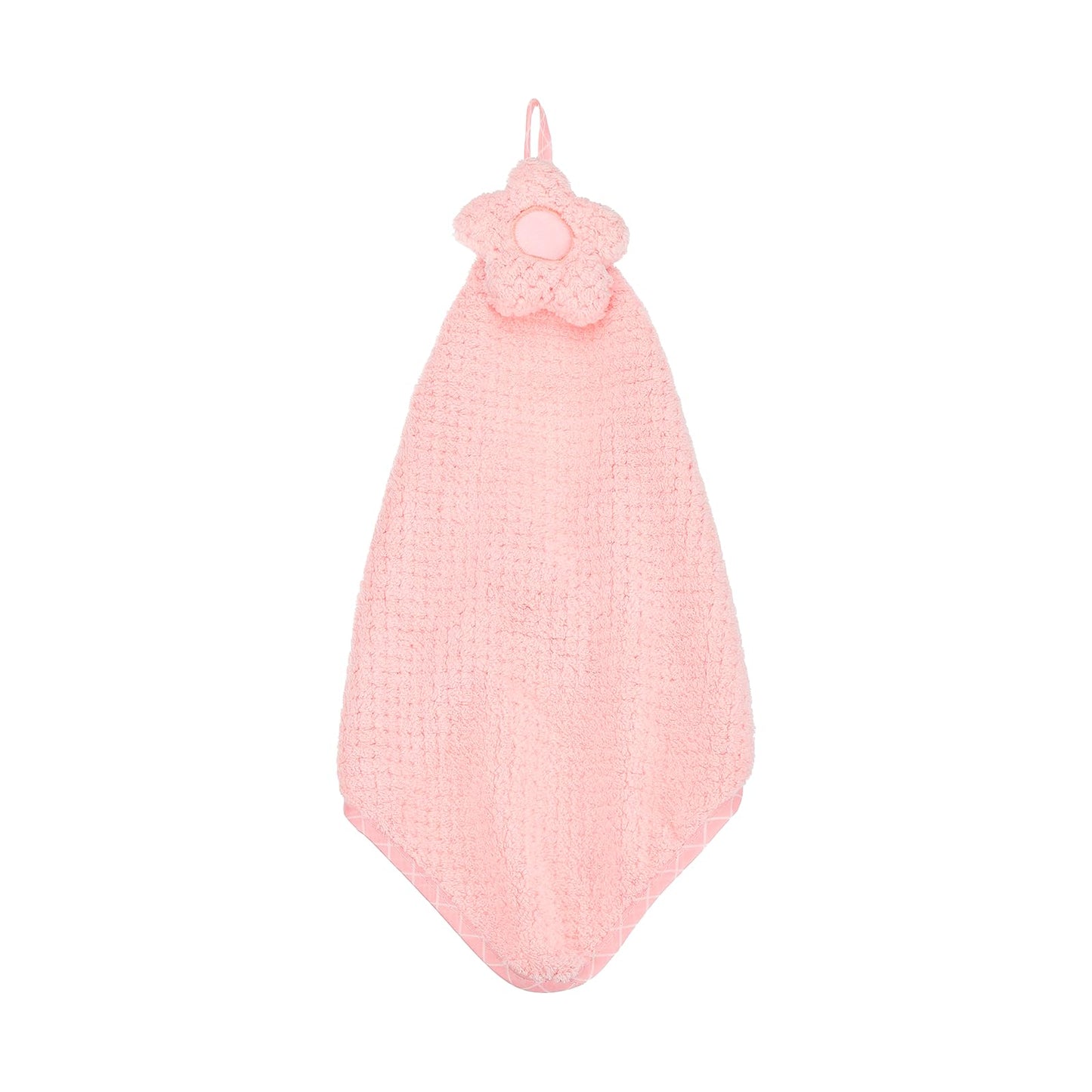 sourcing map Hand Towel, Soft Coral Fleece Hand Towels with Hanging Loop Decorative Flower Pattern Quick-Drying and Washable for Home Bathroom