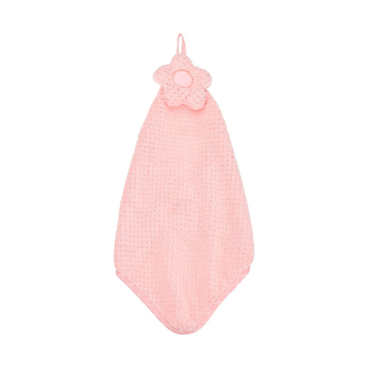 sourcing map Hand Towel, Soft Coral Fleece Hand Towels with Hanging Loop Decorative Flower Pattern Quick-Drying and Washable for Home Bathroom